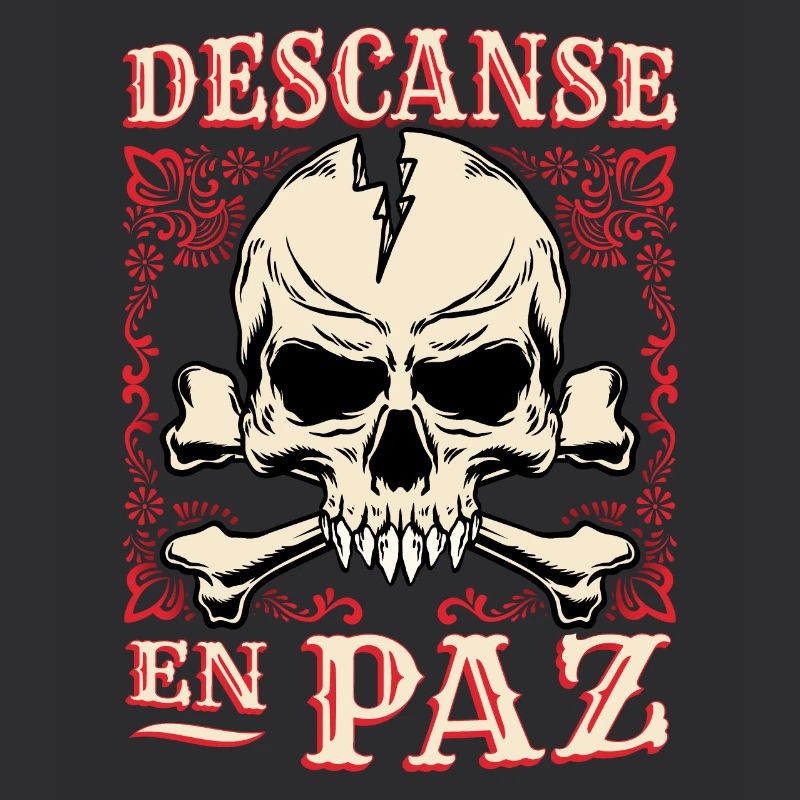 Skull, Crossbones Bone Saying Rest-In-Peace