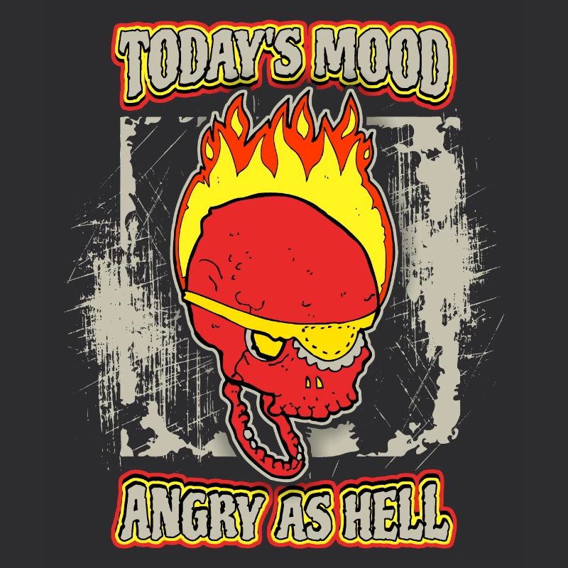 Cartoon Skull, Funny Saying, Angry as Hell