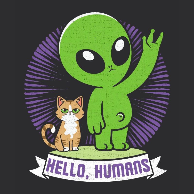 Divertente Alien Comic, Alieni con Gatto, Dicendo