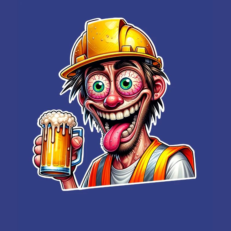 Construction Worker Beer Drunk Funny