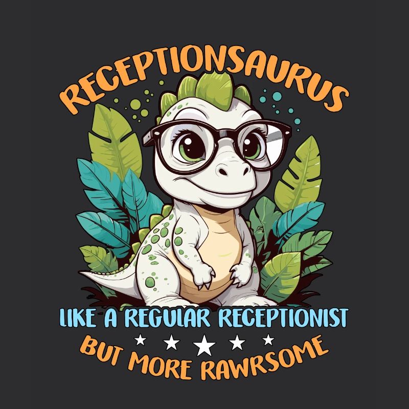 Réceptionniste Receptionsaurus comme un employé de bureau