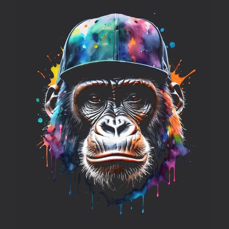 Gorille Snapback Cap Monkey Cool Animal Design Print