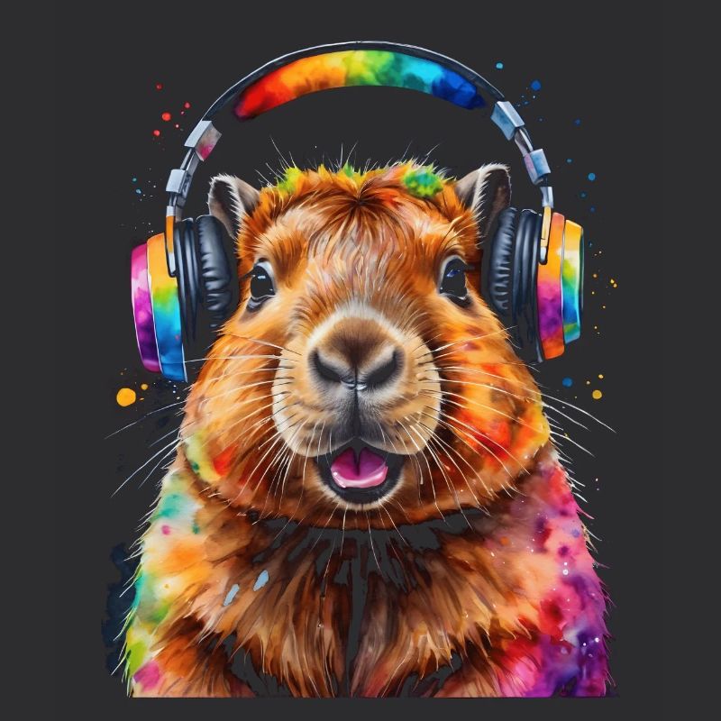 Capybara Kopfhörer Capy Bunt Tier Design Print