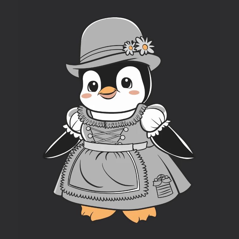 Cute Penguin in Dirndl Costume
