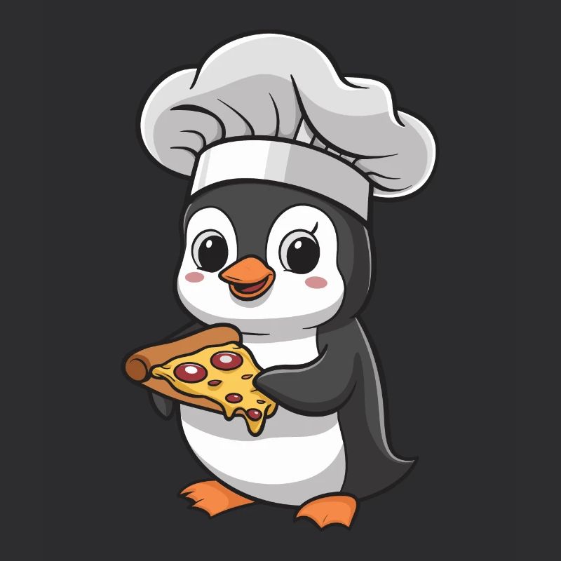 Pinguin Pizzabäcker Mit Pizza