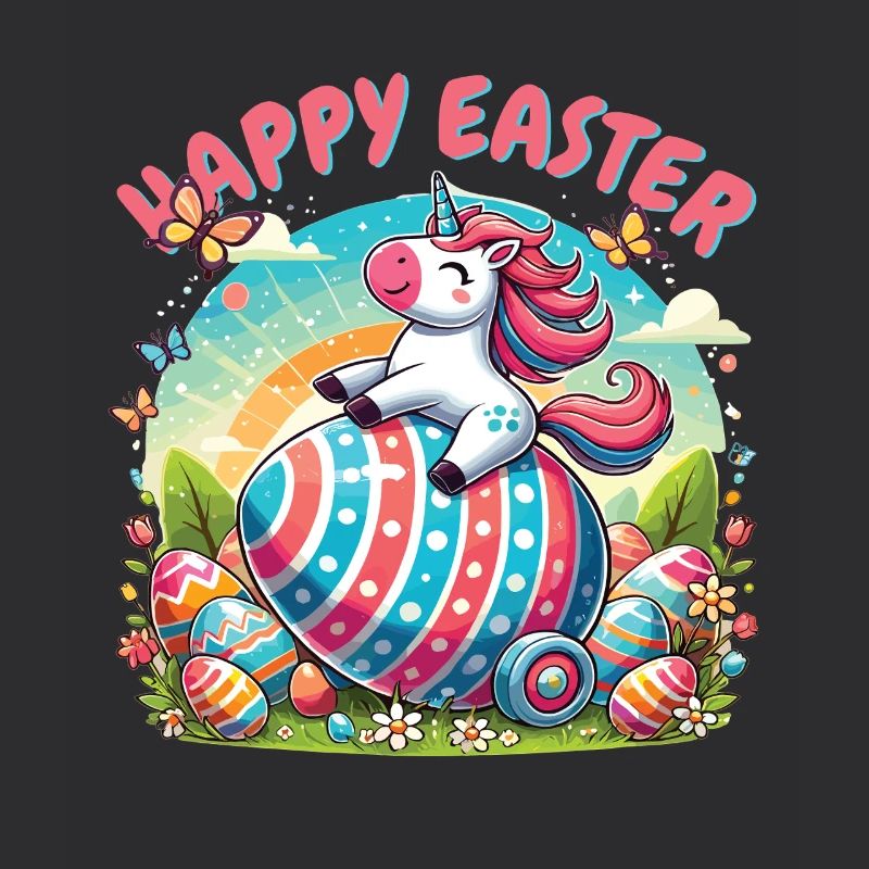 Joyeuses Pâques Licorne - Conception d’oeuf coloré