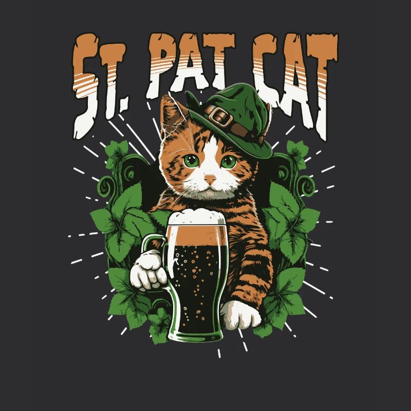Drôle de chat buvant pour la Saint-Patrick