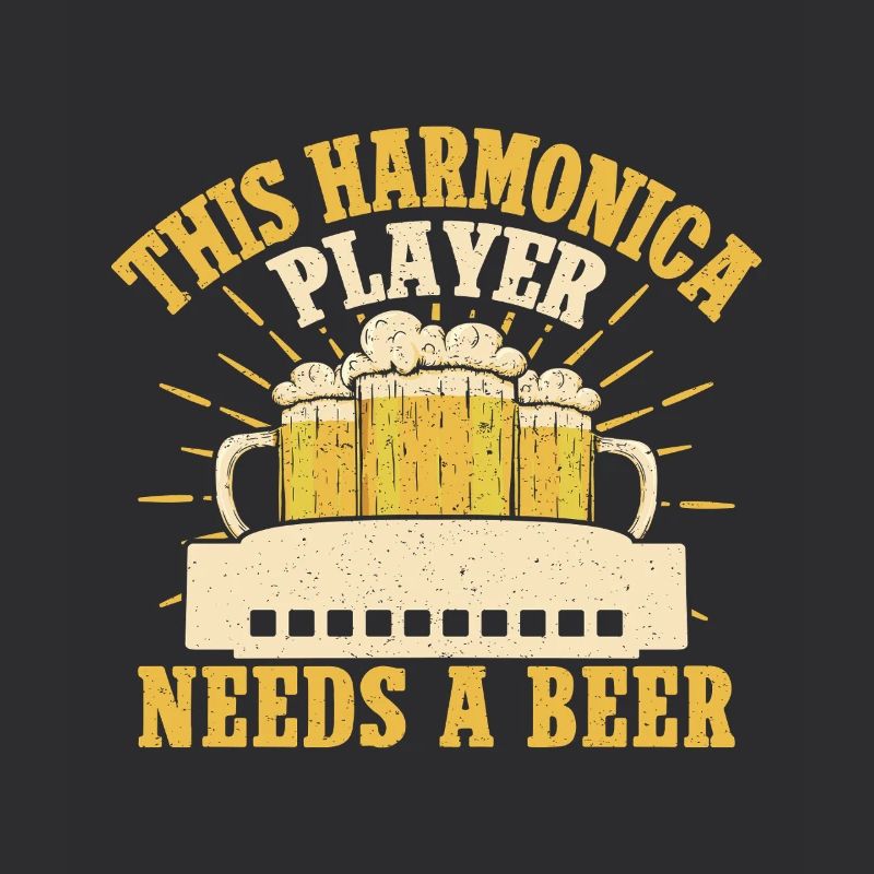 Funny Harmonica Player Needs A Beer Harmonica