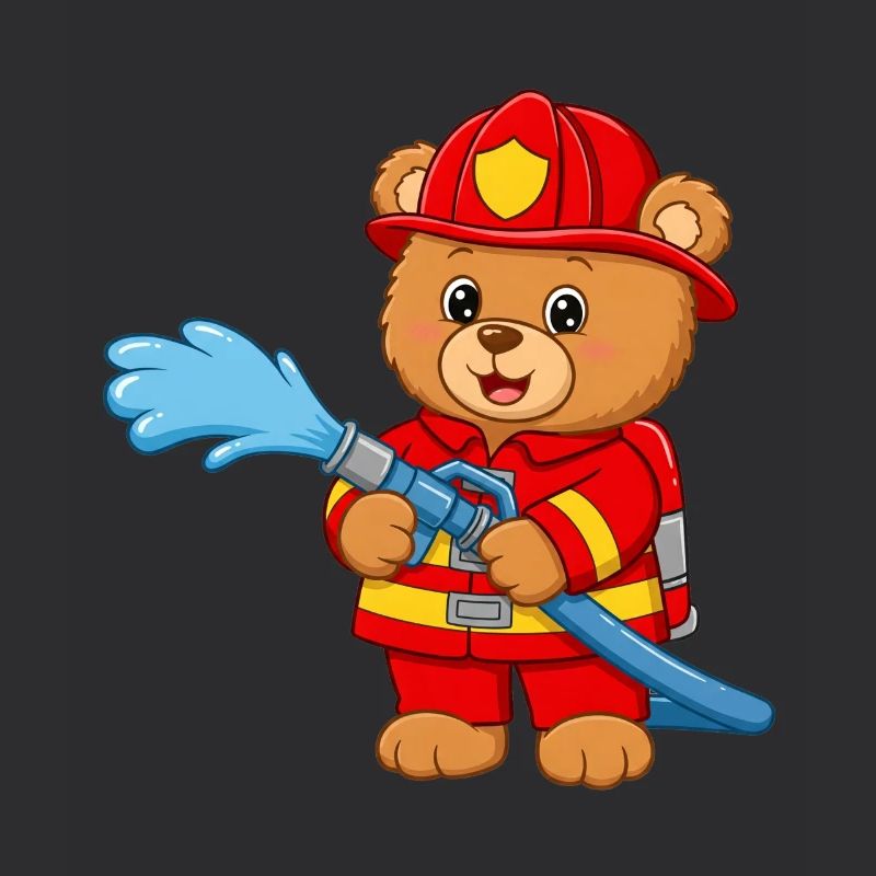 Teddybär Feuerwehrmann mit Schlauch