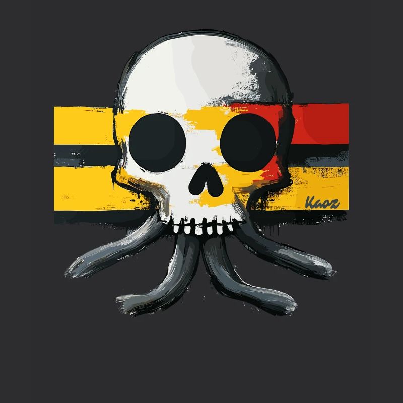 Skull with tentacles and flag