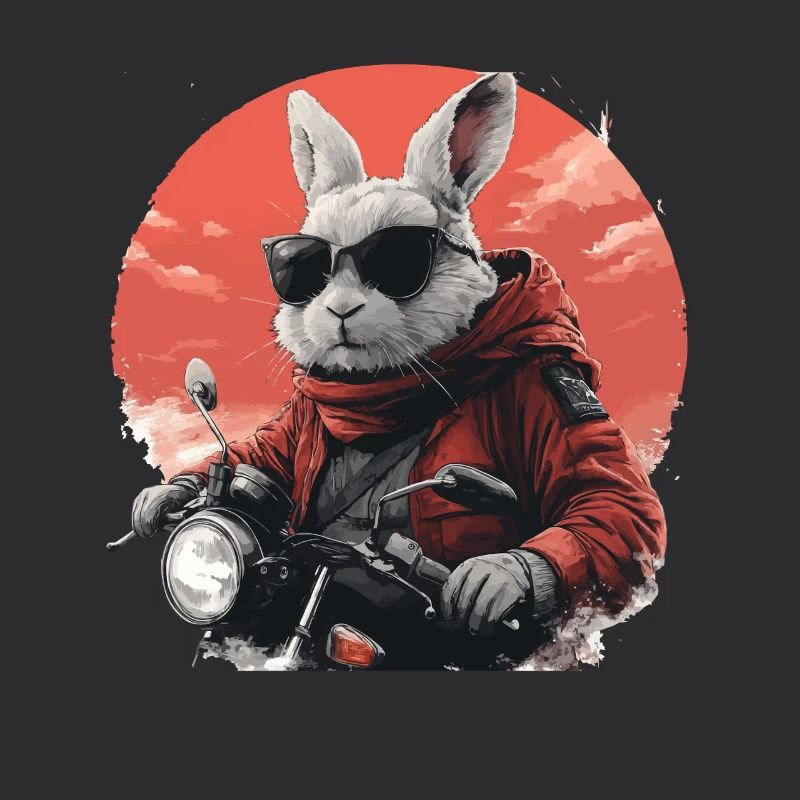 Funny bunny, Easter bunny on motorcycle
