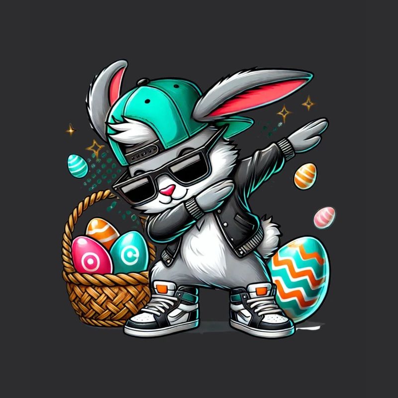 Lapin élégant avec panier de Pâques