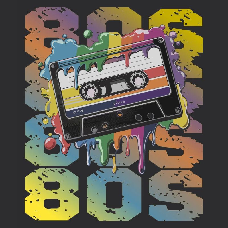 80s Retro Kassette Regenbogen Nostalgie