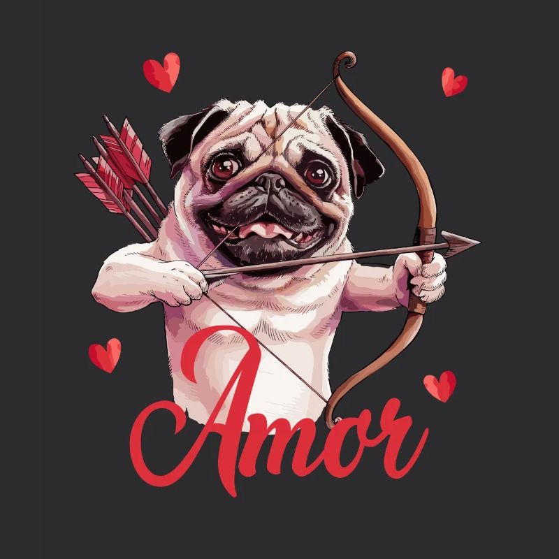 Lustiger Mops Amor Mit Bogenschütze Und