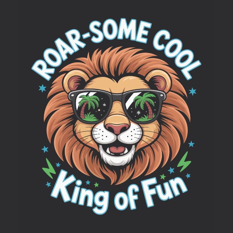 Conception de lion drôle avec rugissant cool