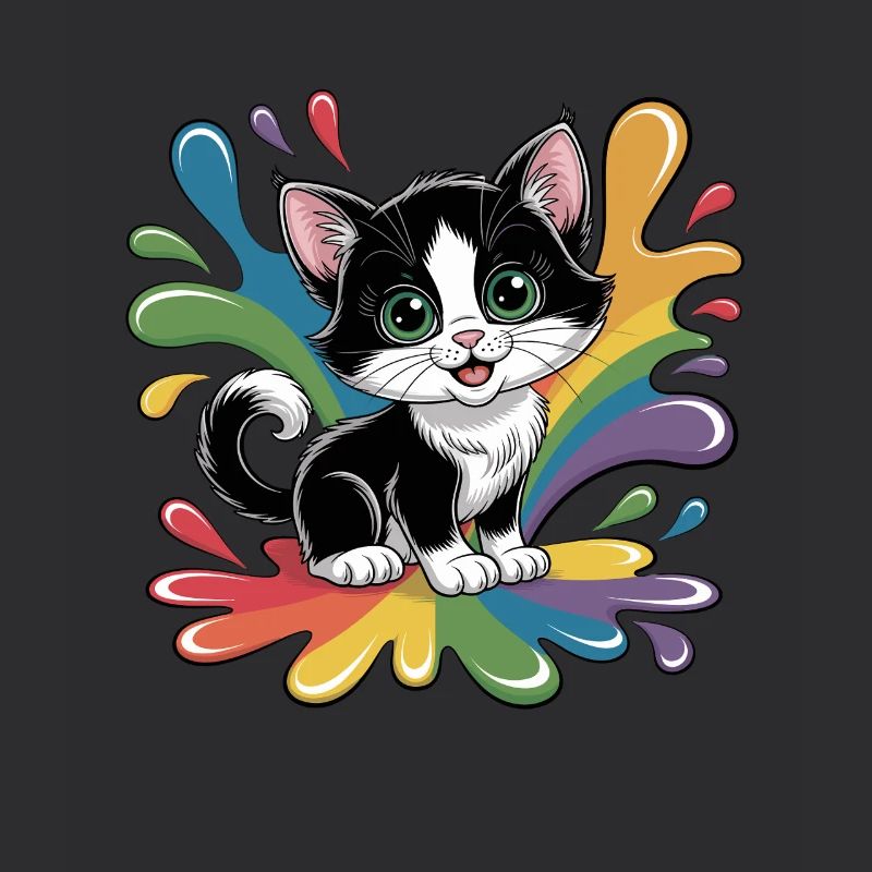 Cute kitten with rainbow colors