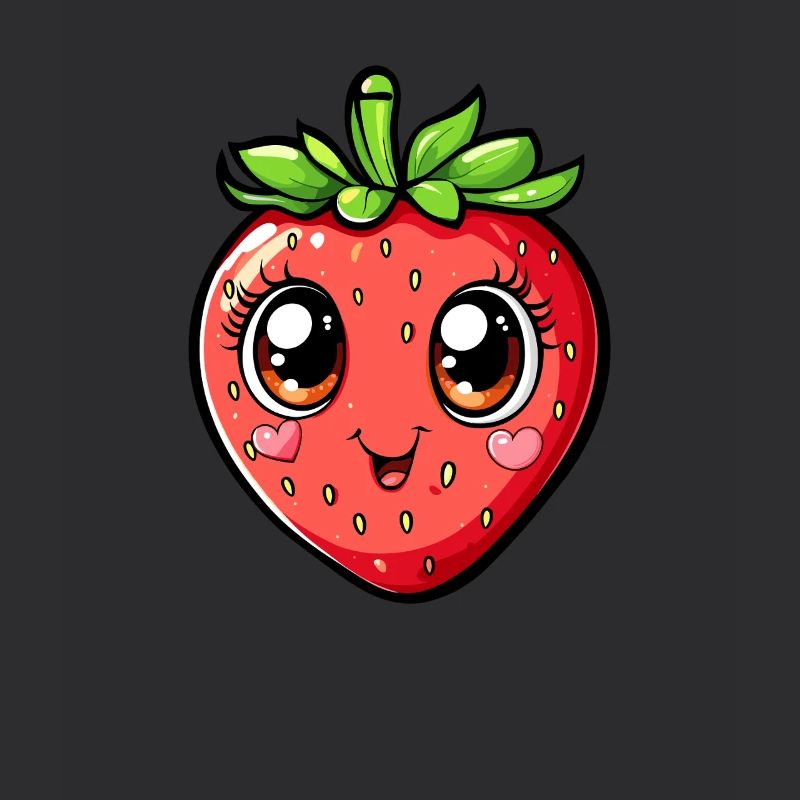 Fraise heureuse avec des cœurs