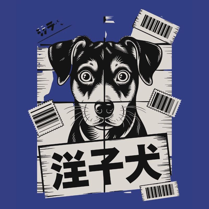 Chien mignon avec affiche de code-barres