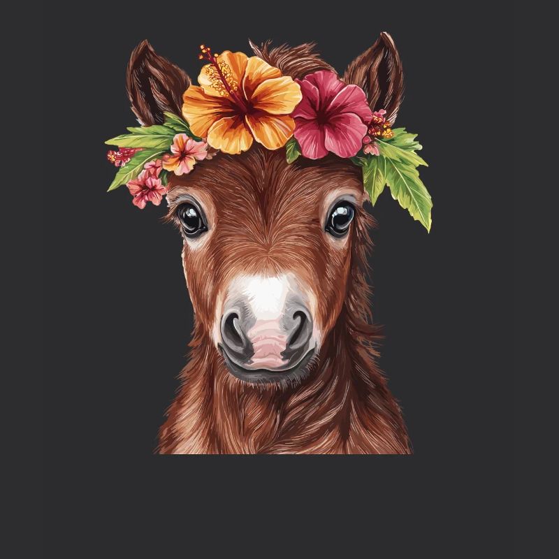 Fohlen mit Blumenkranz