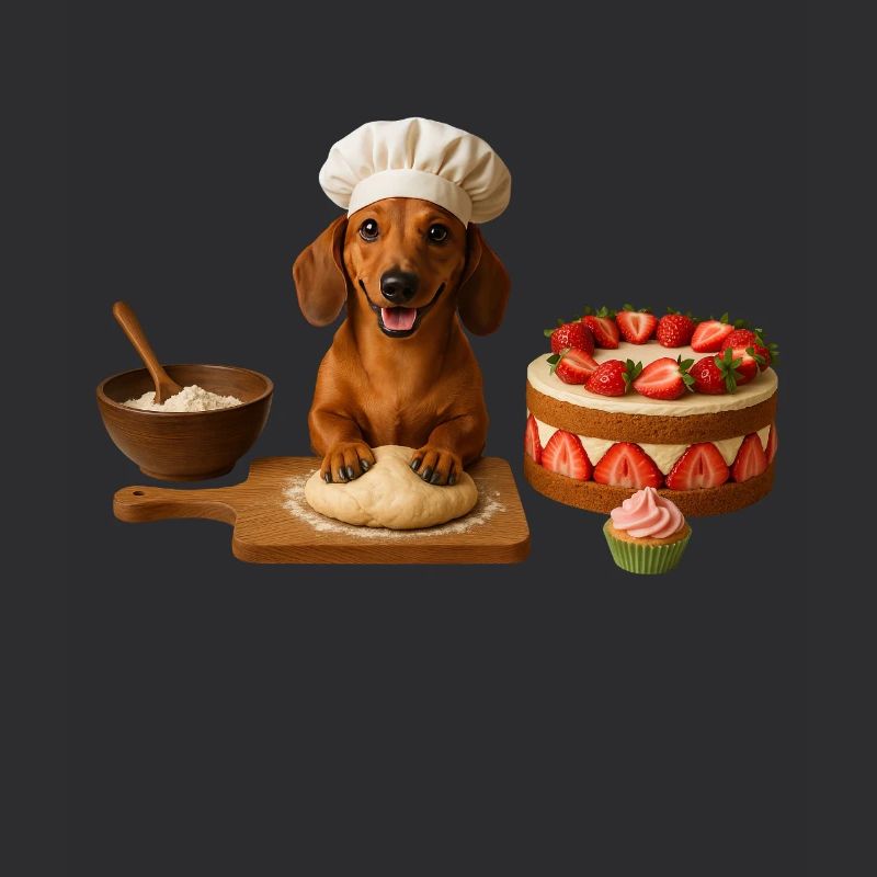 Teckel préparant des biscuits pour gâteaux