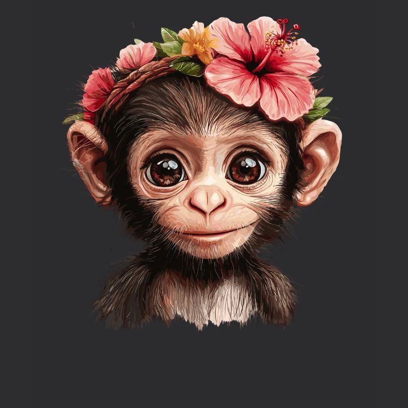 Singe mignon avec des fleurs