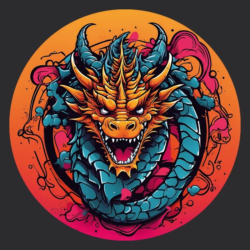 Motif dragon avec cornes