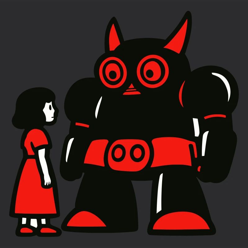 Mädchen und Roboter