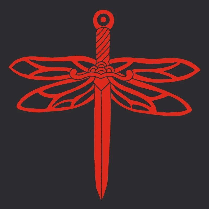 épée rouge et ailes de libellule