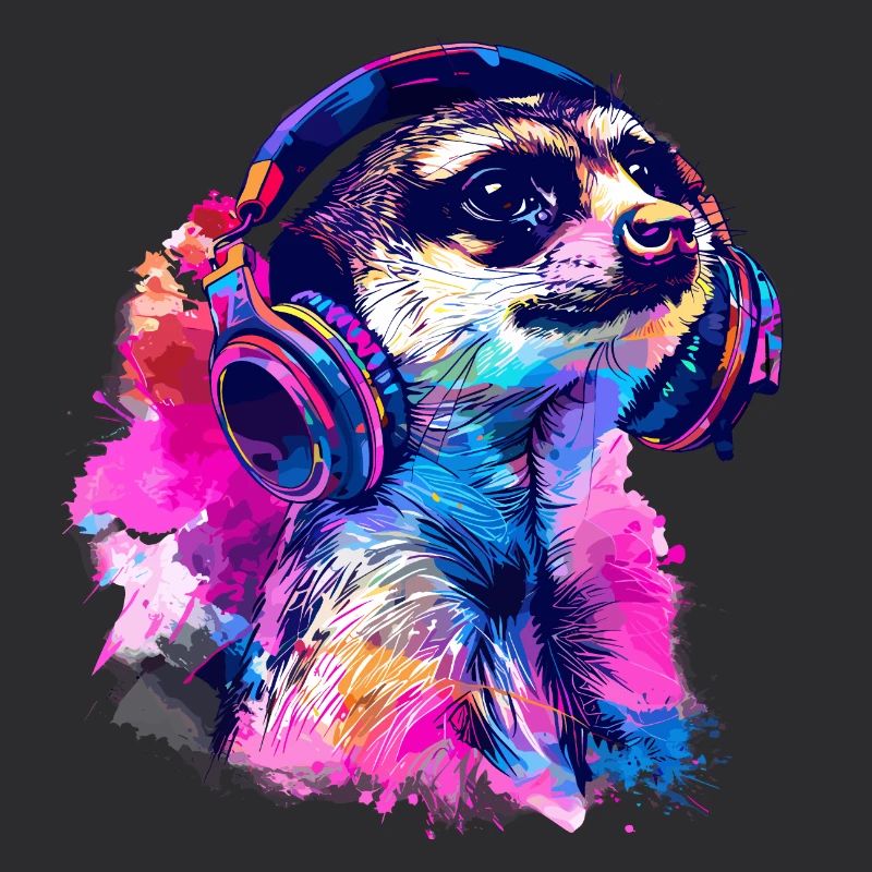 Erdmännchen Erdhündchen Scharrtier mit Kopfhörer