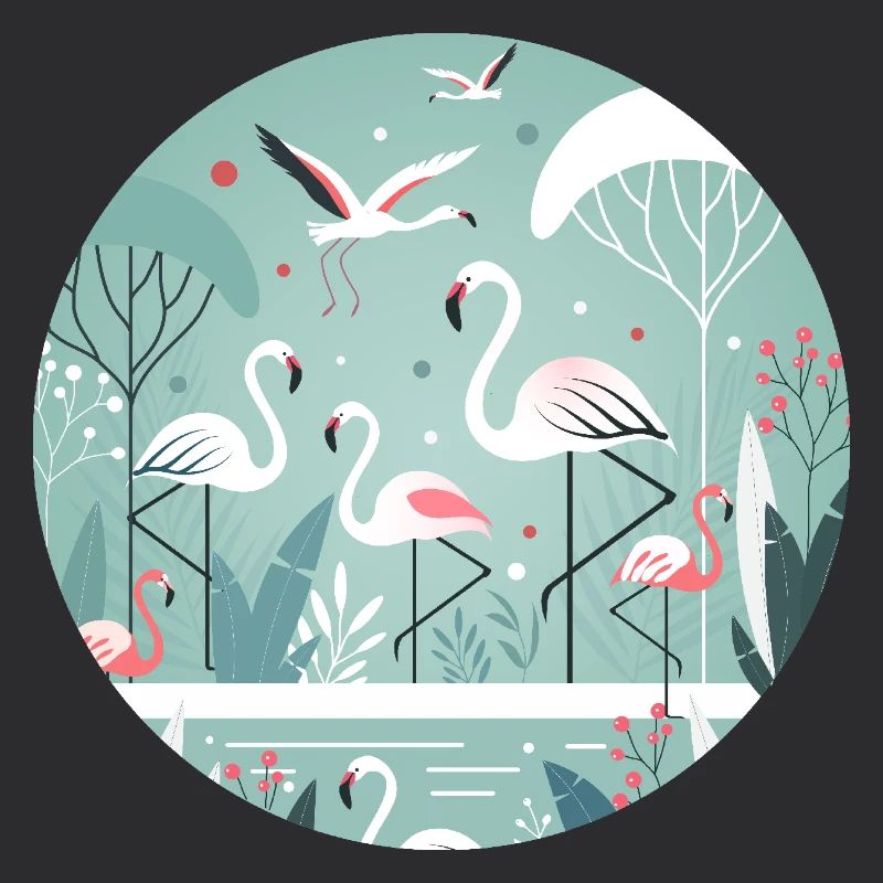 Flamingo Illustration in Tropical Environment
