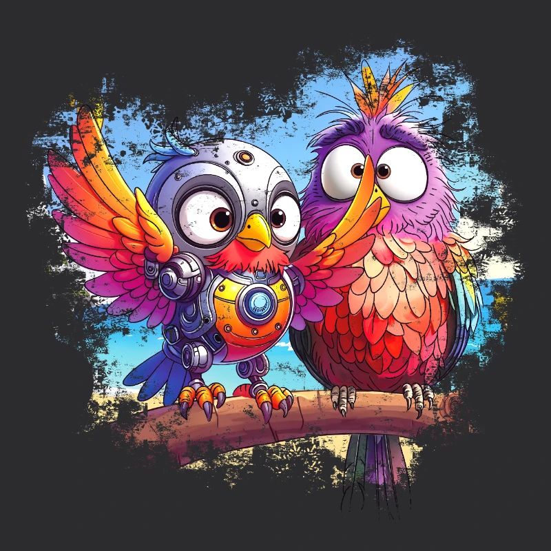 Beach robot birds, light, joy, colors