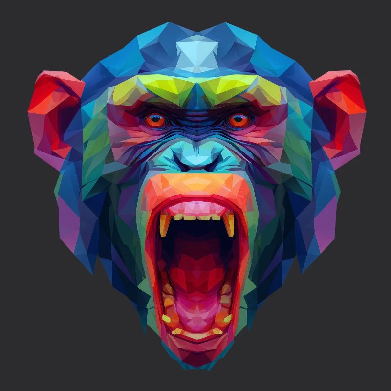 Colorful polygon monkey head