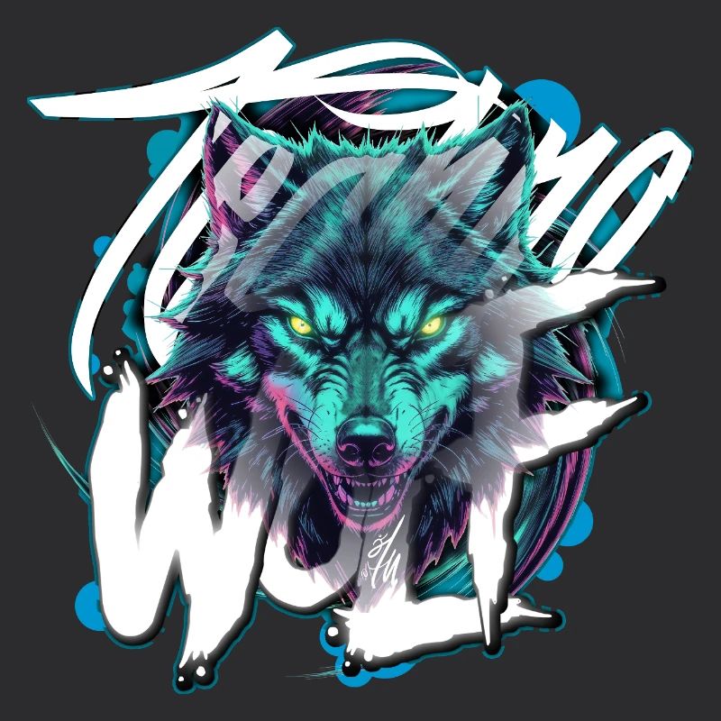 Neon Techno Wolf Head–Rave Wolf