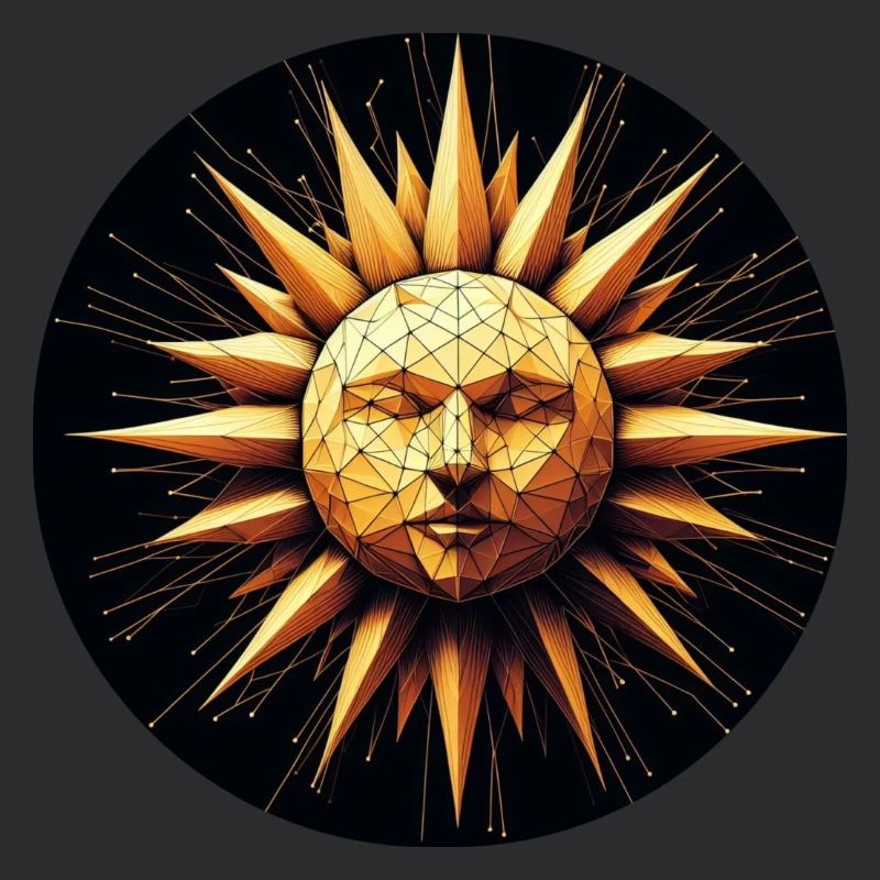 Polygon Sonne Gesicht gold