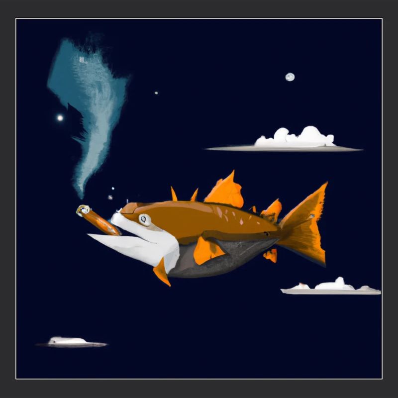 Fischen Sie mit einer Zigarre in der Luft.