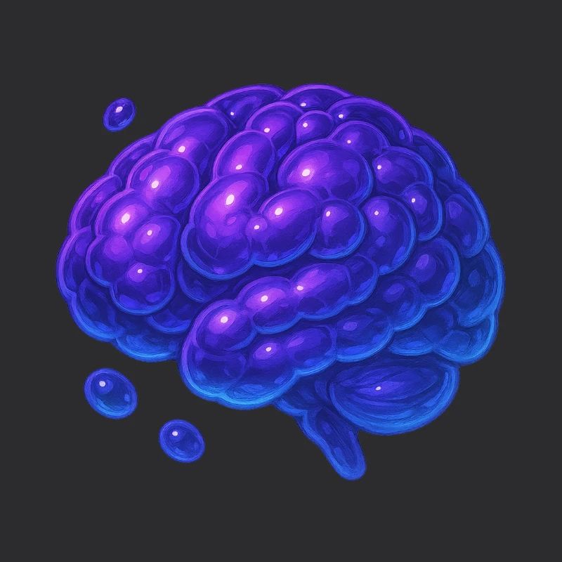 Cerveau 3D Moléculaire Bleu Violet