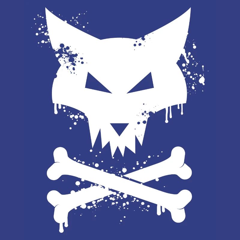 Fox head graffiti with bones in white
