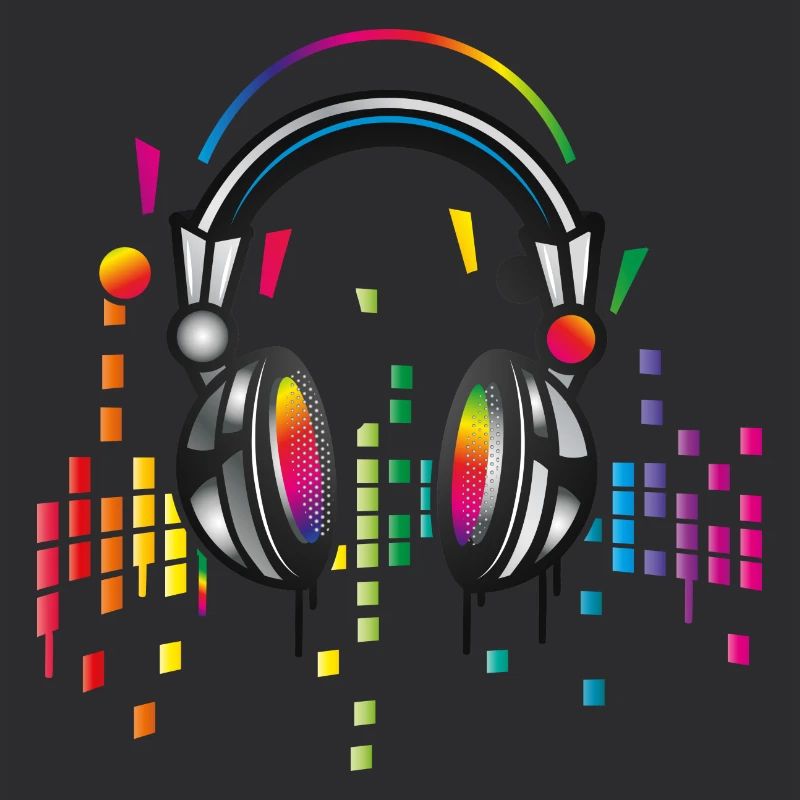 Kopfhörer mit bunter Equalizer Zeichnung