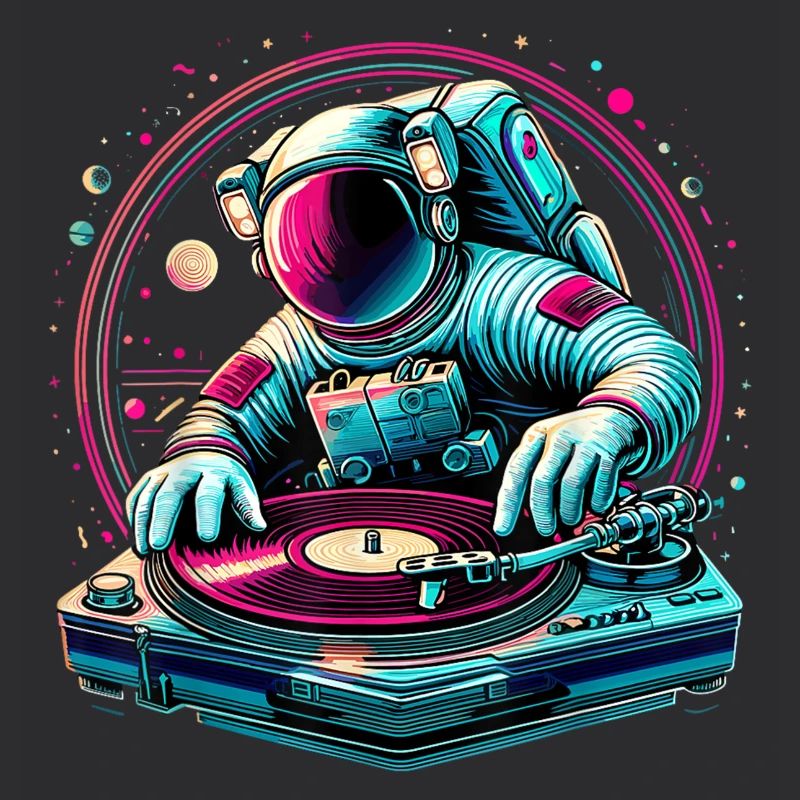Astronaute DJ Planets DJing dans l’espace