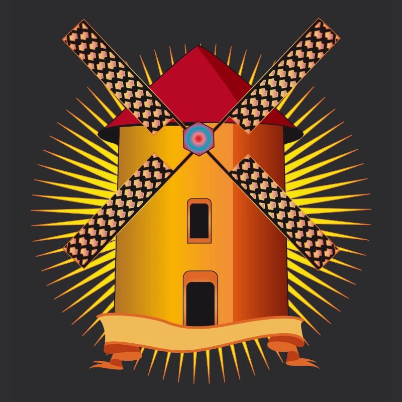 goldene Windmühle mit strahlendem Hintergrund