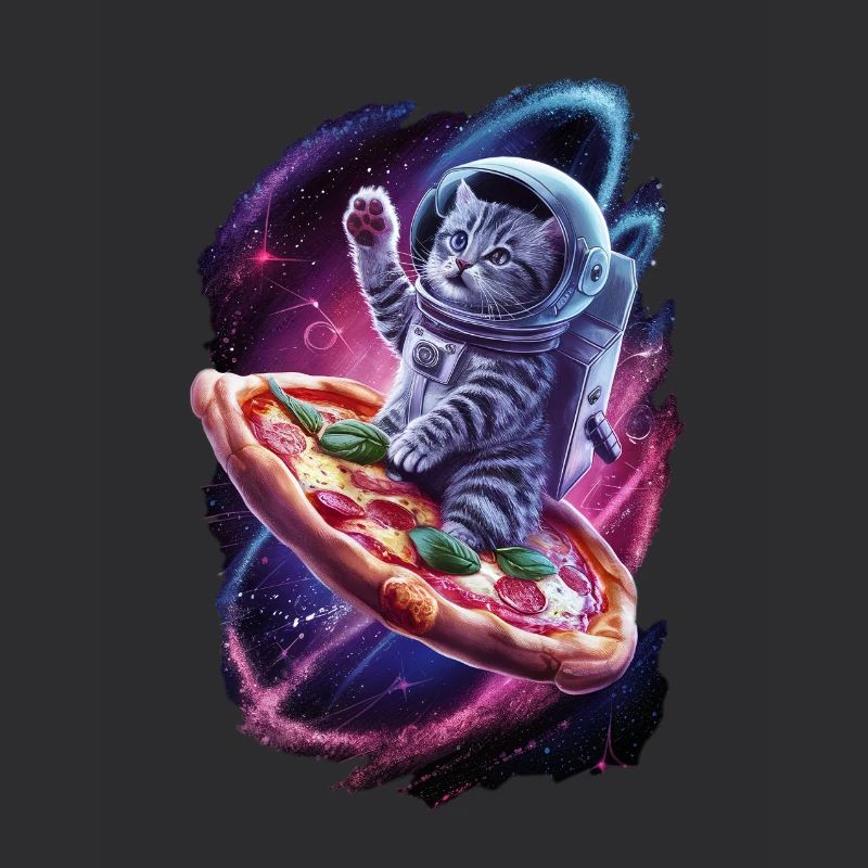 Chat de l’espace avec pizza - Motif unique