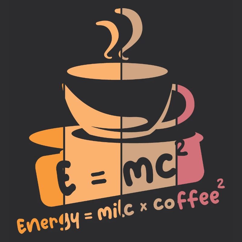 retro coffee funny sayings E=mc2 icon graphic