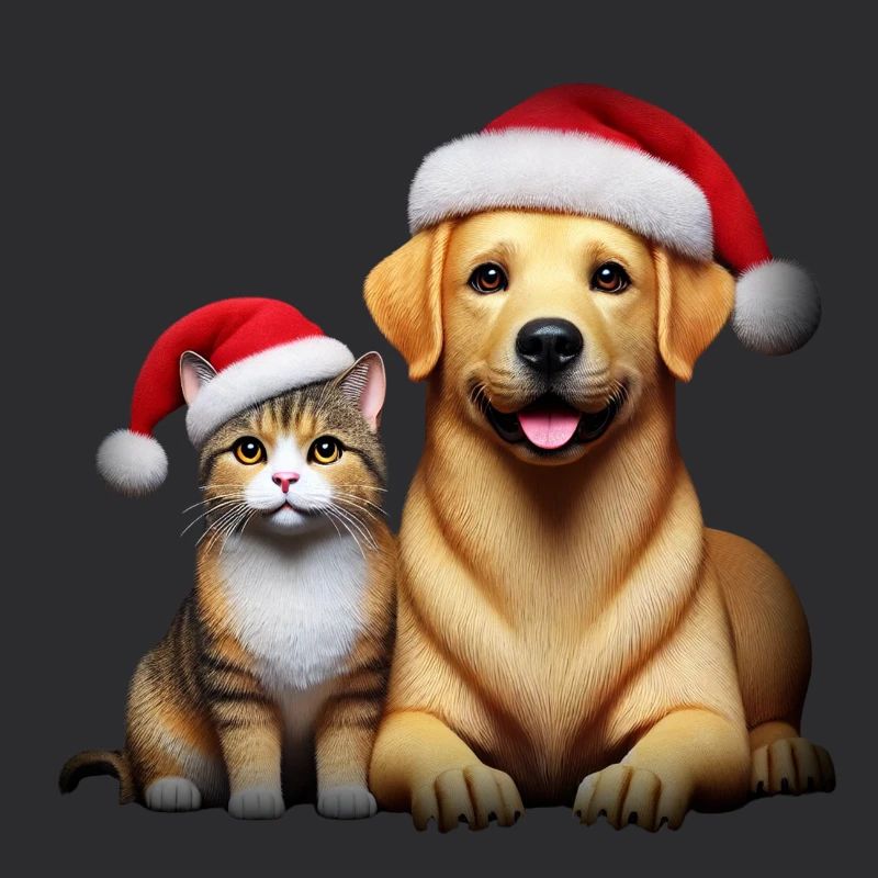 Corgi et chat de Noël