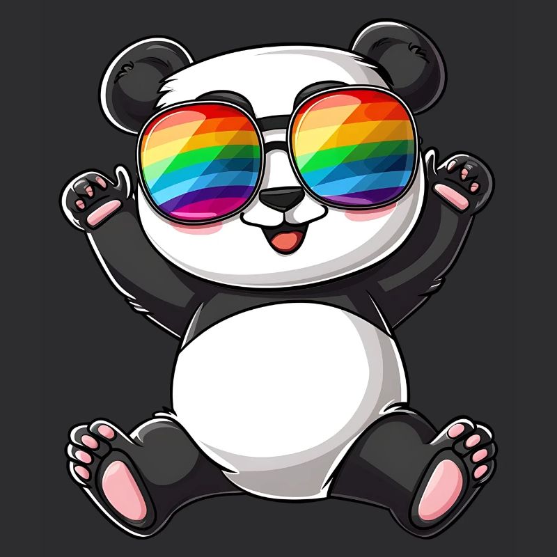 Panda Cartoon mit einer Pride Rainbow Brille.