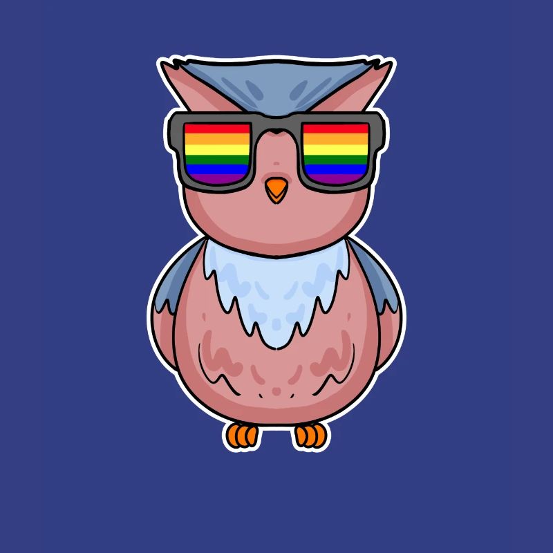 Regenbogen - Eule mit Brille