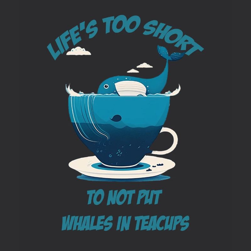Whale in teacup with lettering