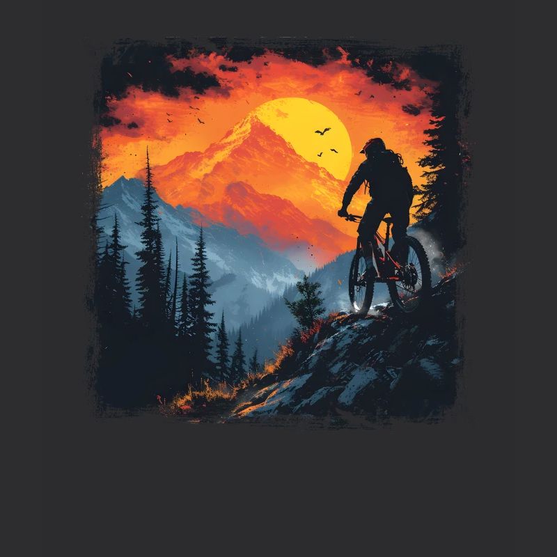 Mountain Biking Drawing Retro