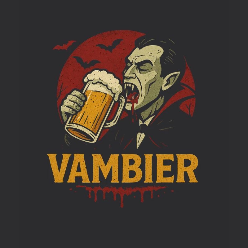 Vampire Drinks Beer Retro Logo