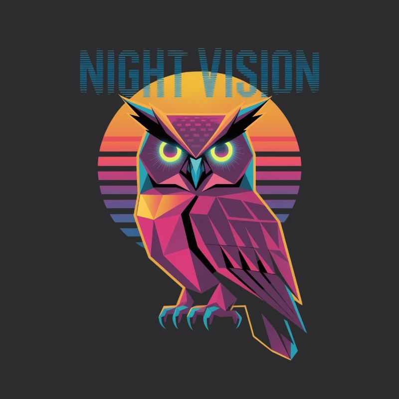 Night Vision Eule Retro Synthwave Sunset