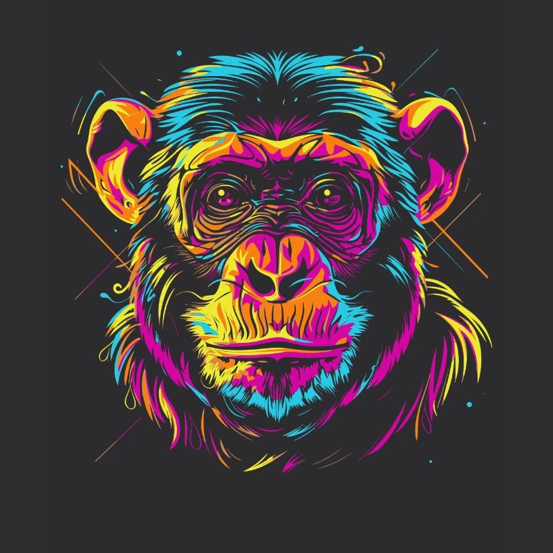 Tête de singe néon dans le style pop art